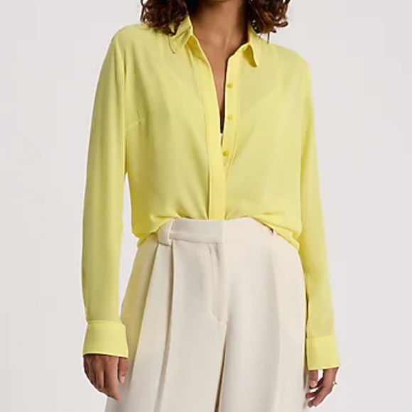 Express portofino button down blouse shirt neon yellow size S - Picture 1 of 6